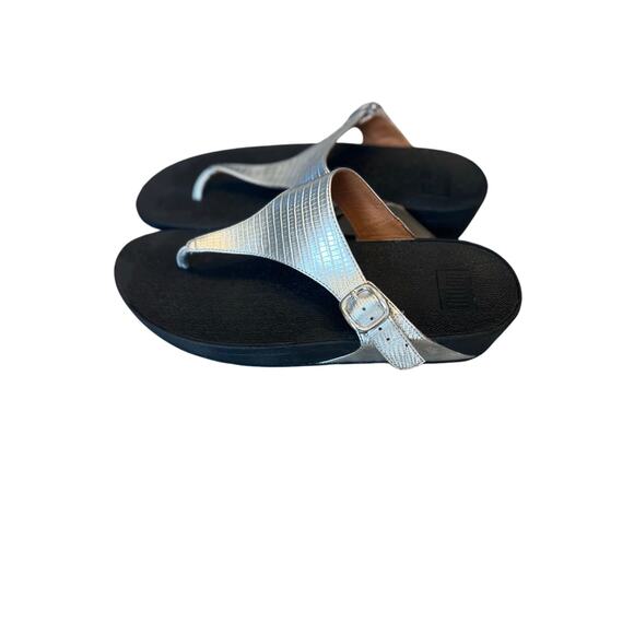 Fitflop women’s sandals size 10 silver black - Picture 1 of 9